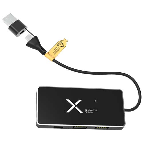 SCX.design H20 8-in-1 USB-Hub mit dualem Eingang und 6 Ports und Leuchtlogo