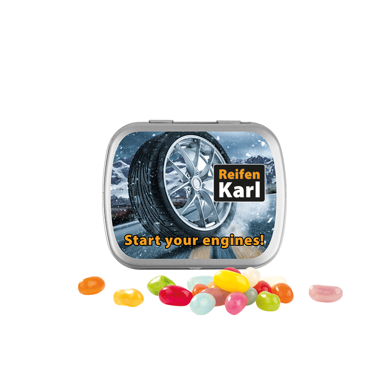 Klappdose, matt-silber, American Style Jelly Beans